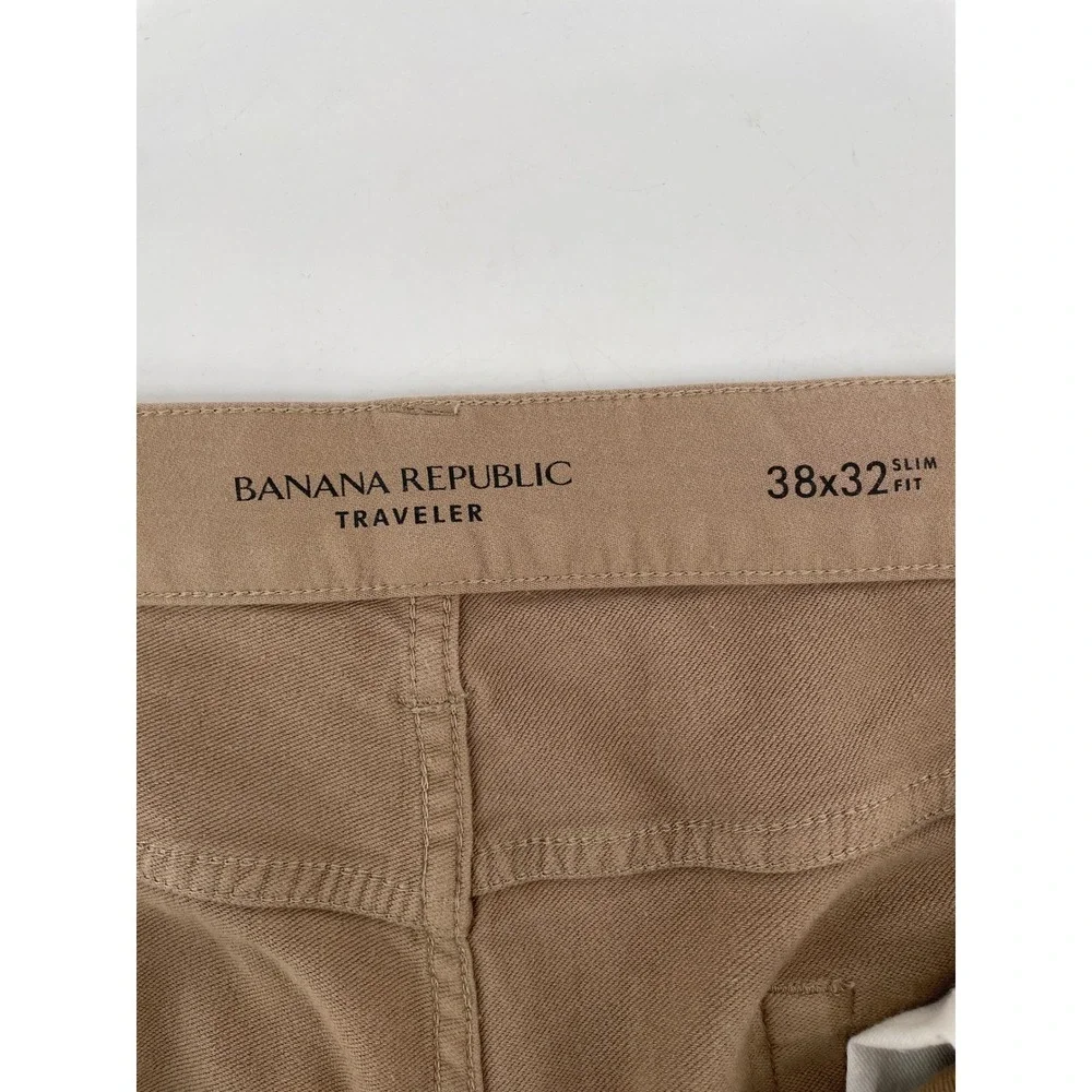 Banana Republic Traveler Pants Mens 38x31*Tan Slim Fit 5-Pocket Flat Front